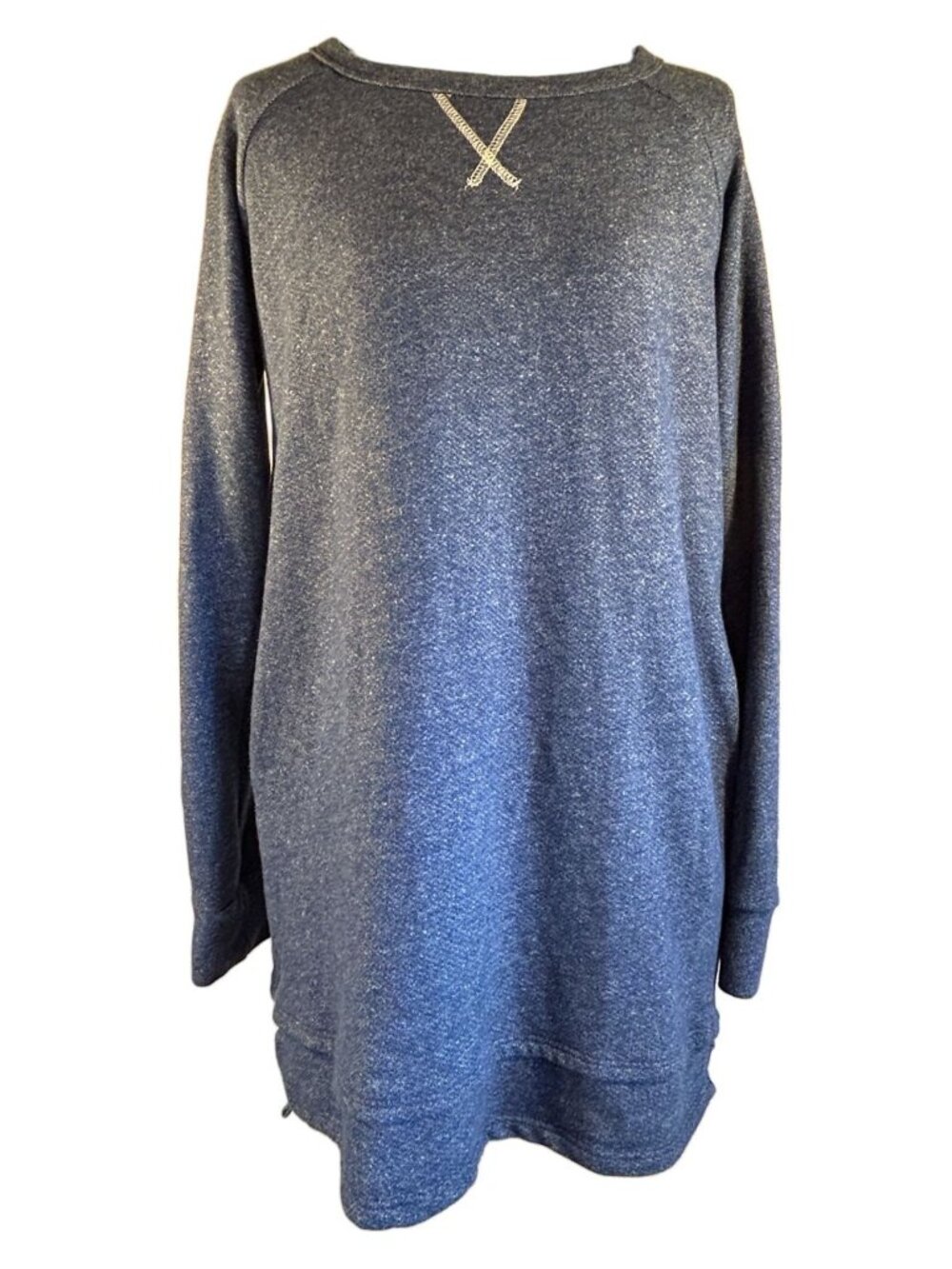 Beeson River Womens Heathered Blue Pullover Tunic Sweatshirt